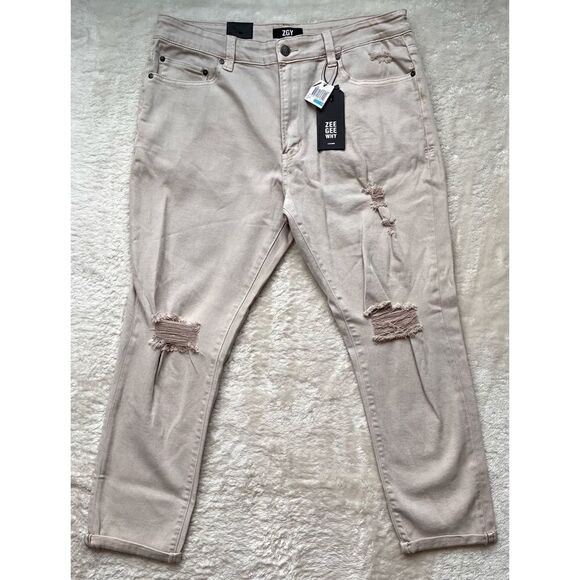 NWT Zeegeewhy ZGY Whatever Crop Slim Tapered Relaxed Distressed Skinny Jeans - Picture 10 of 16